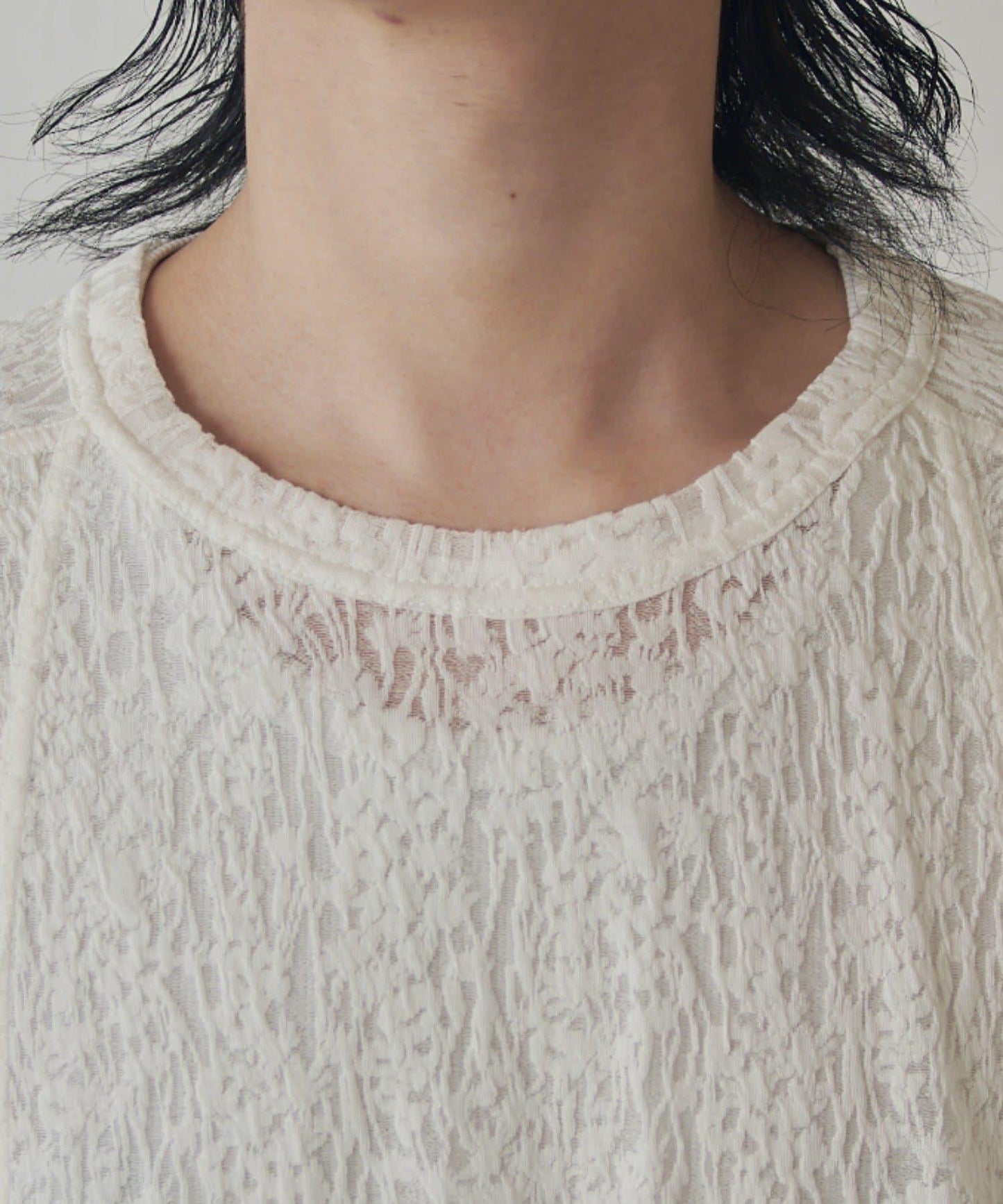 拼接透紗套頭上衣