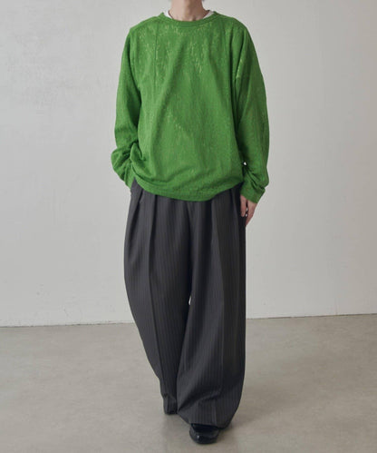 拼接透紗套頭上衣