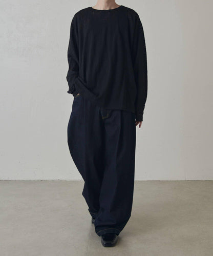 拼接透紗套頭上衣