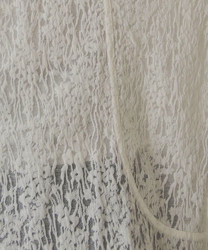 拼接透紗套頭上衣