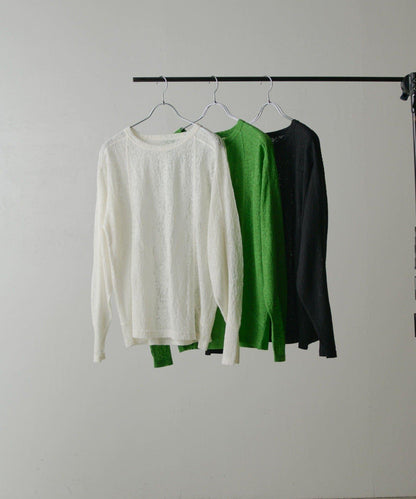 拼接透紗套頭上衣