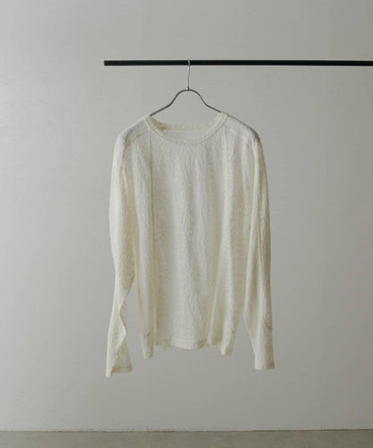 拼接透紗套頭上衣