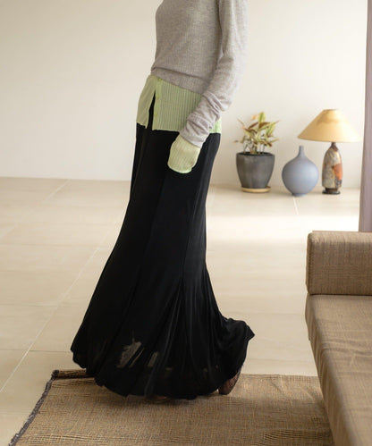 透紗傘型羅紋半身裙