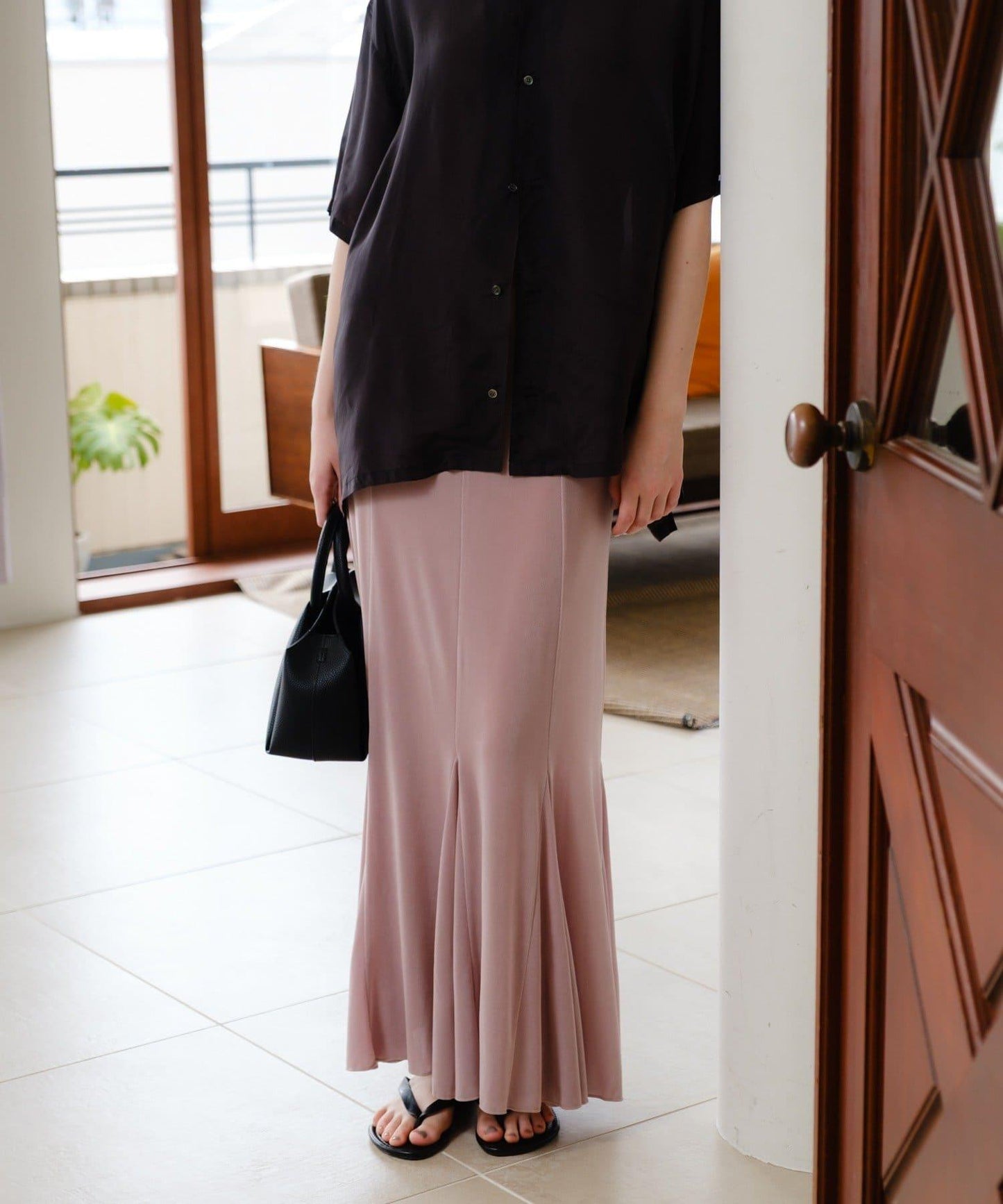 透紗傘型羅紋半身裙