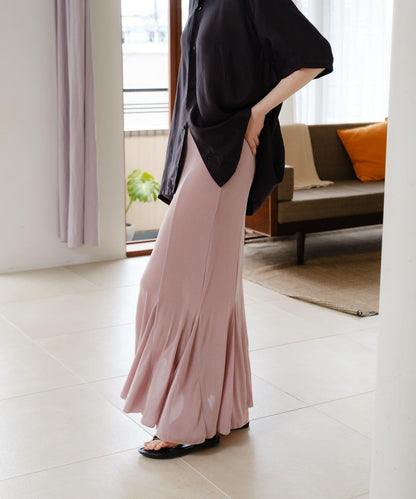 透紗傘型羅紋半身裙