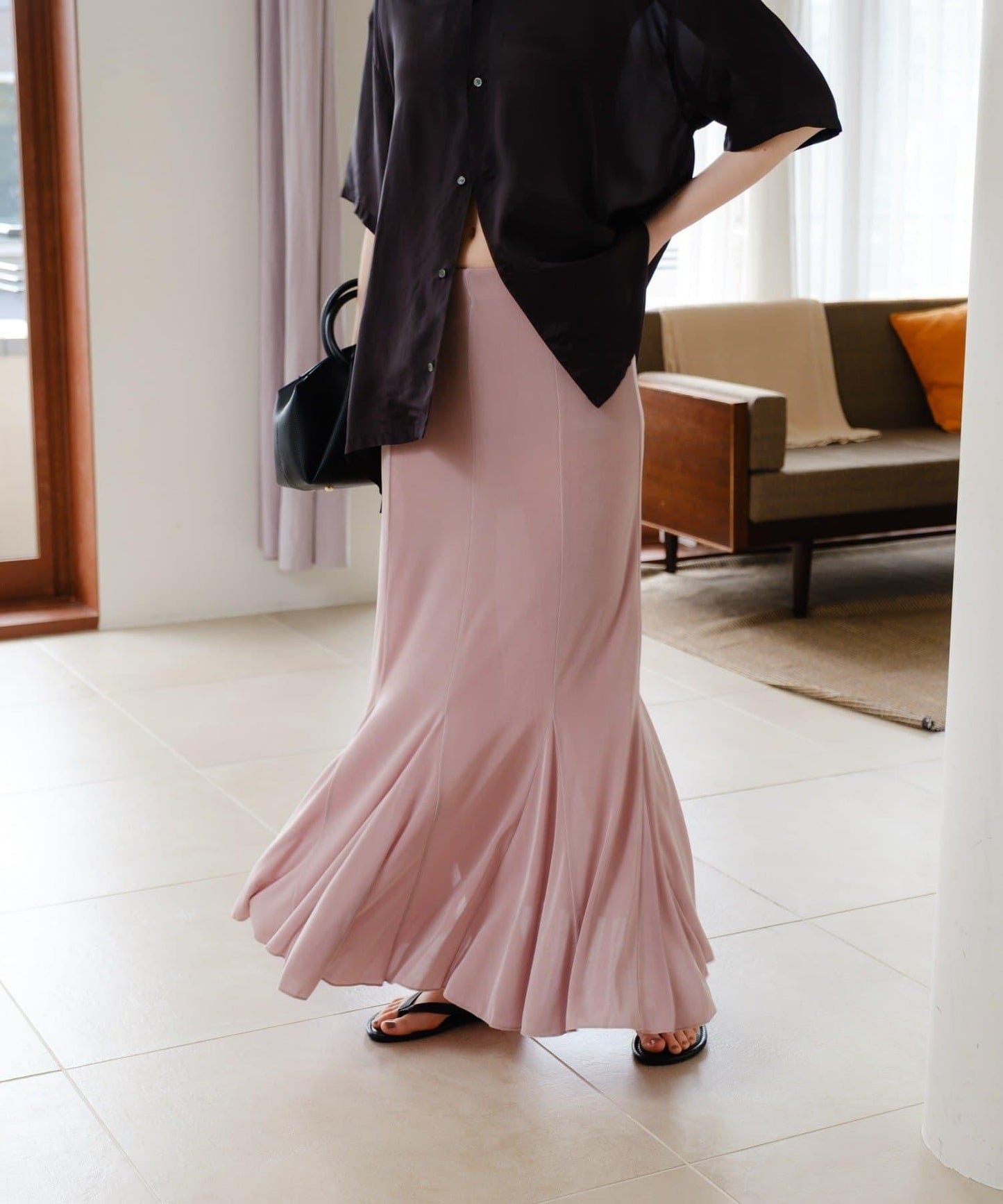 透紗傘型羅紋半身裙