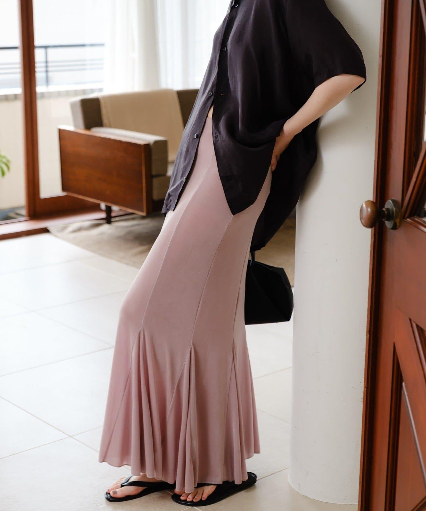 透紗傘型羅紋半身裙