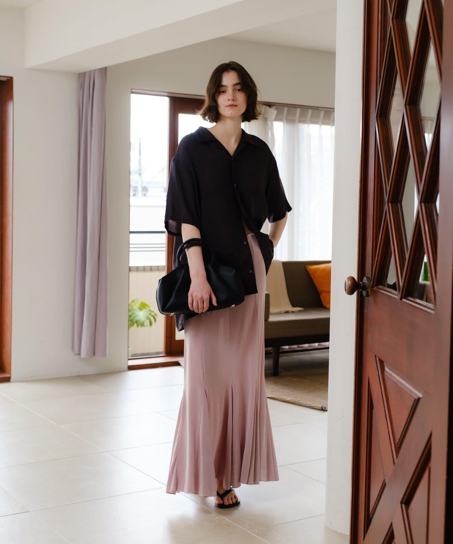 透紗傘型羅紋半身裙