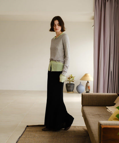 透紗傘型羅紋半身裙