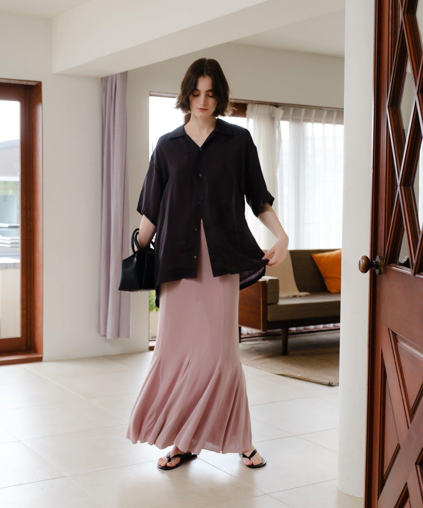 透紗傘型羅紋半身裙