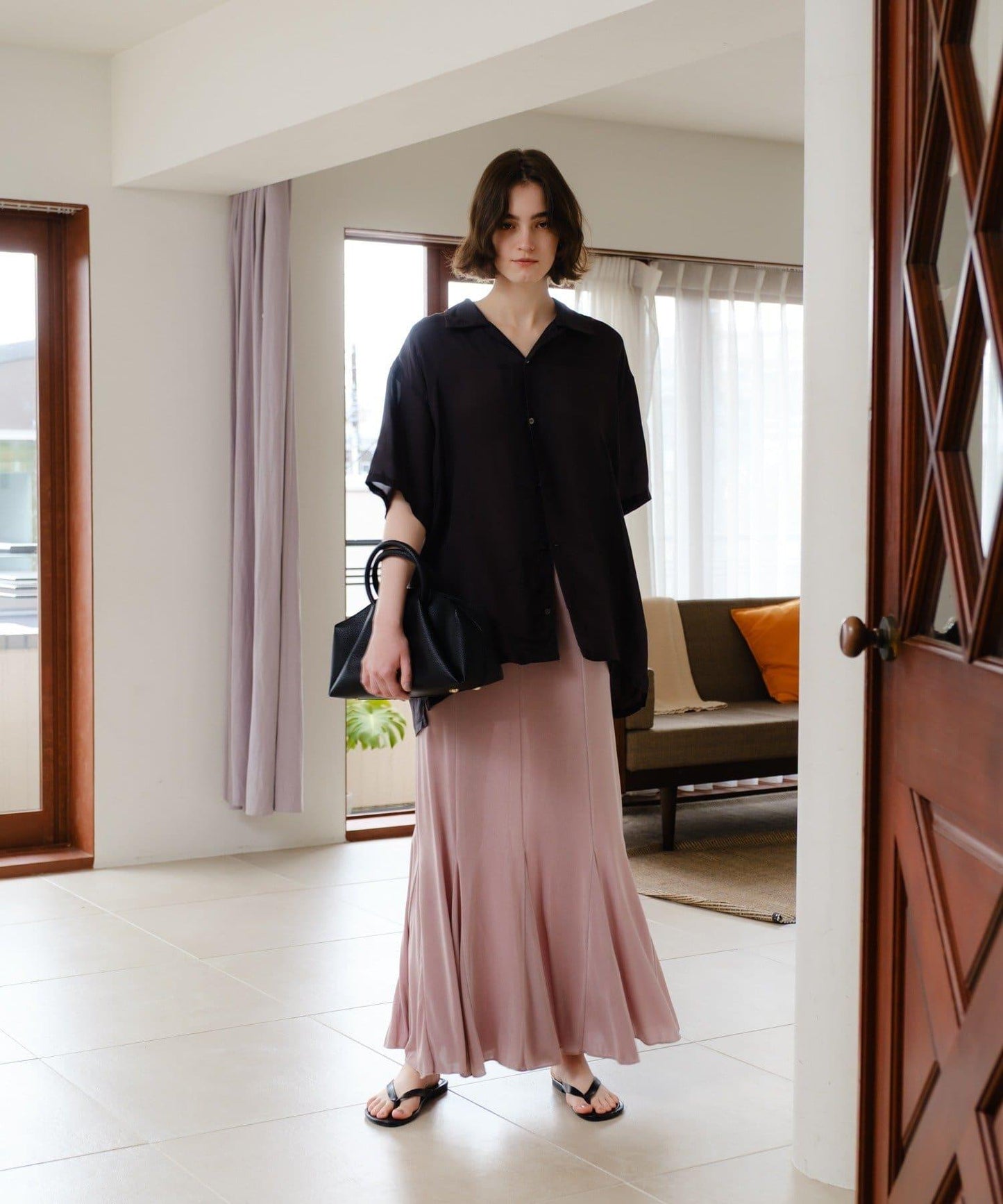 透紗傘型羅紋半身裙