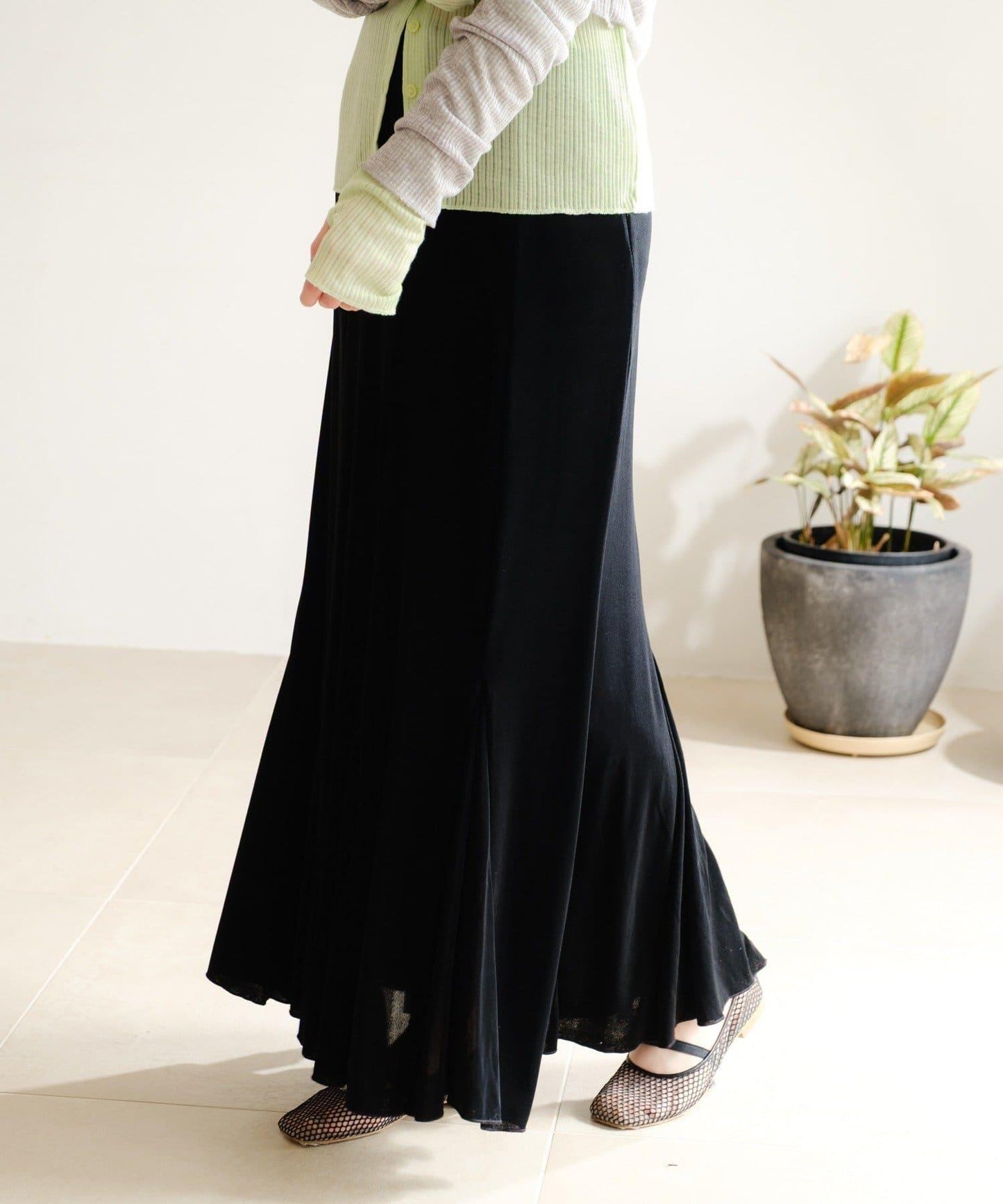 透紗傘型羅紋半身裙