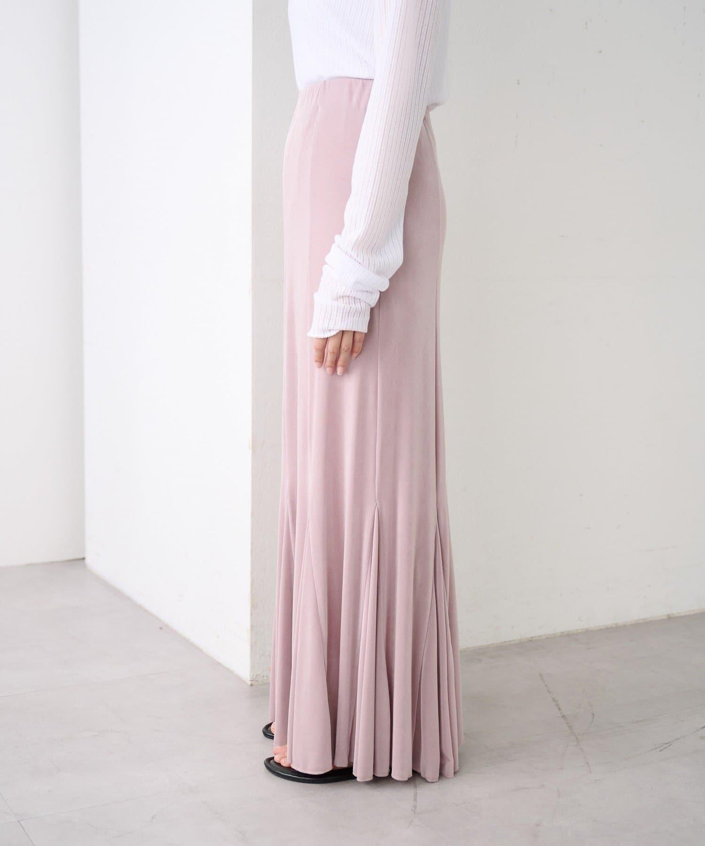 透紗傘型羅紋半身裙