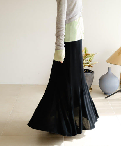 透紗傘型羅紋半身裙