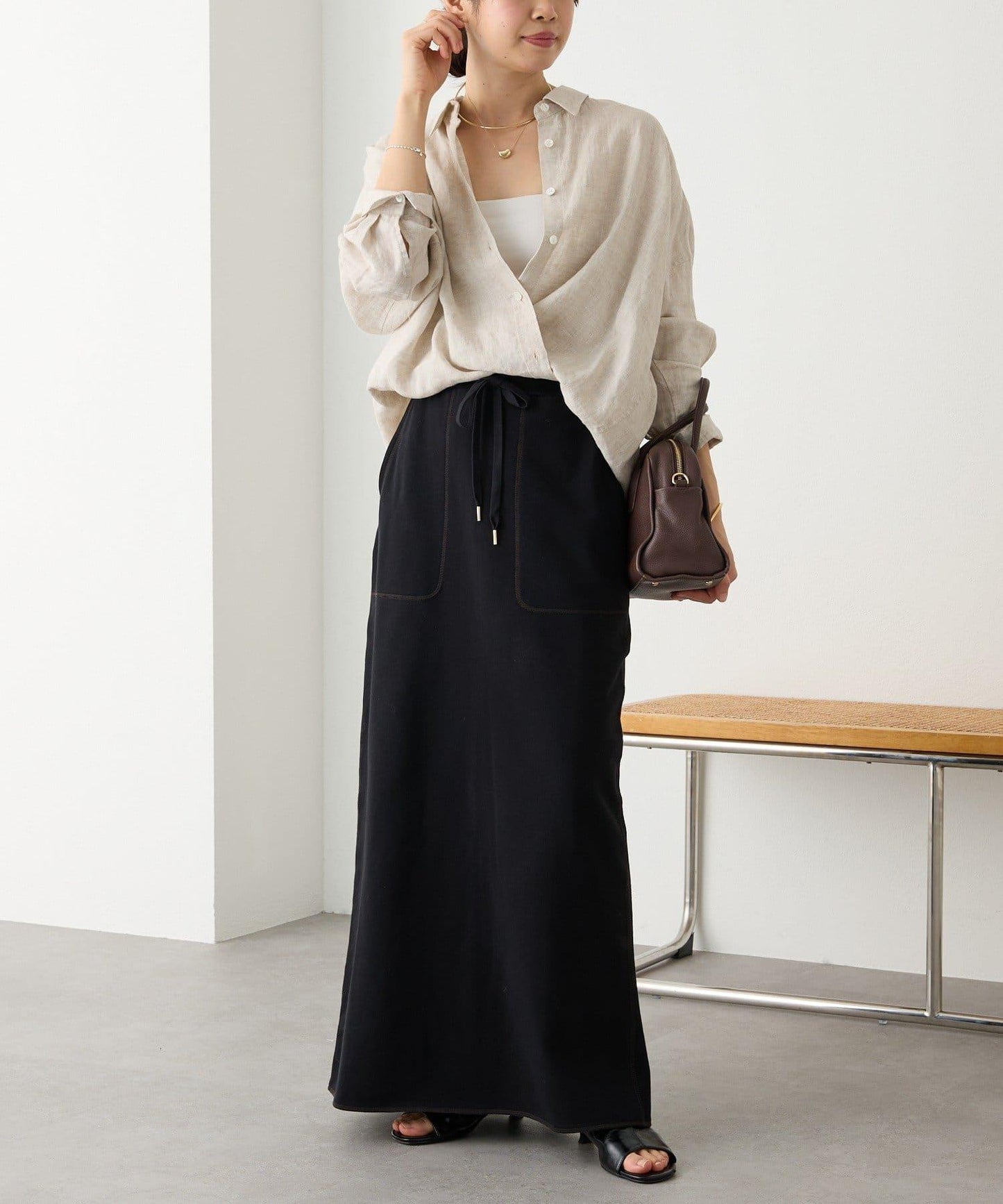 舒適穿著感 休閒風 長款半身裙