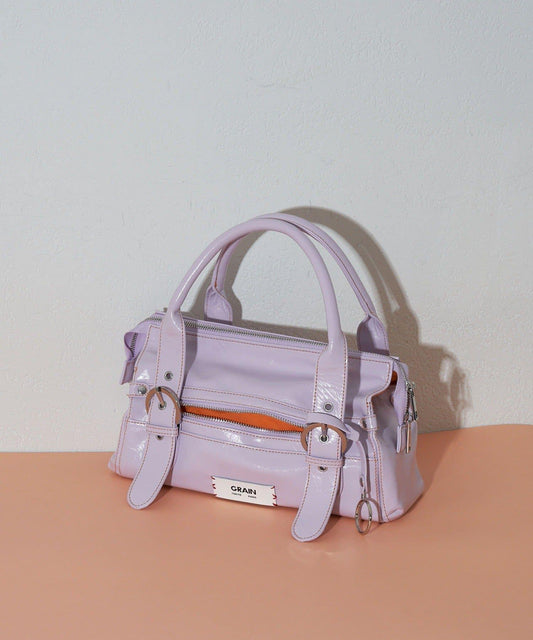 GRAIN/グレイン 復古風拼色縫線手提包