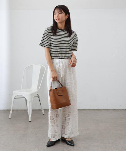 多色條紋短款T恤