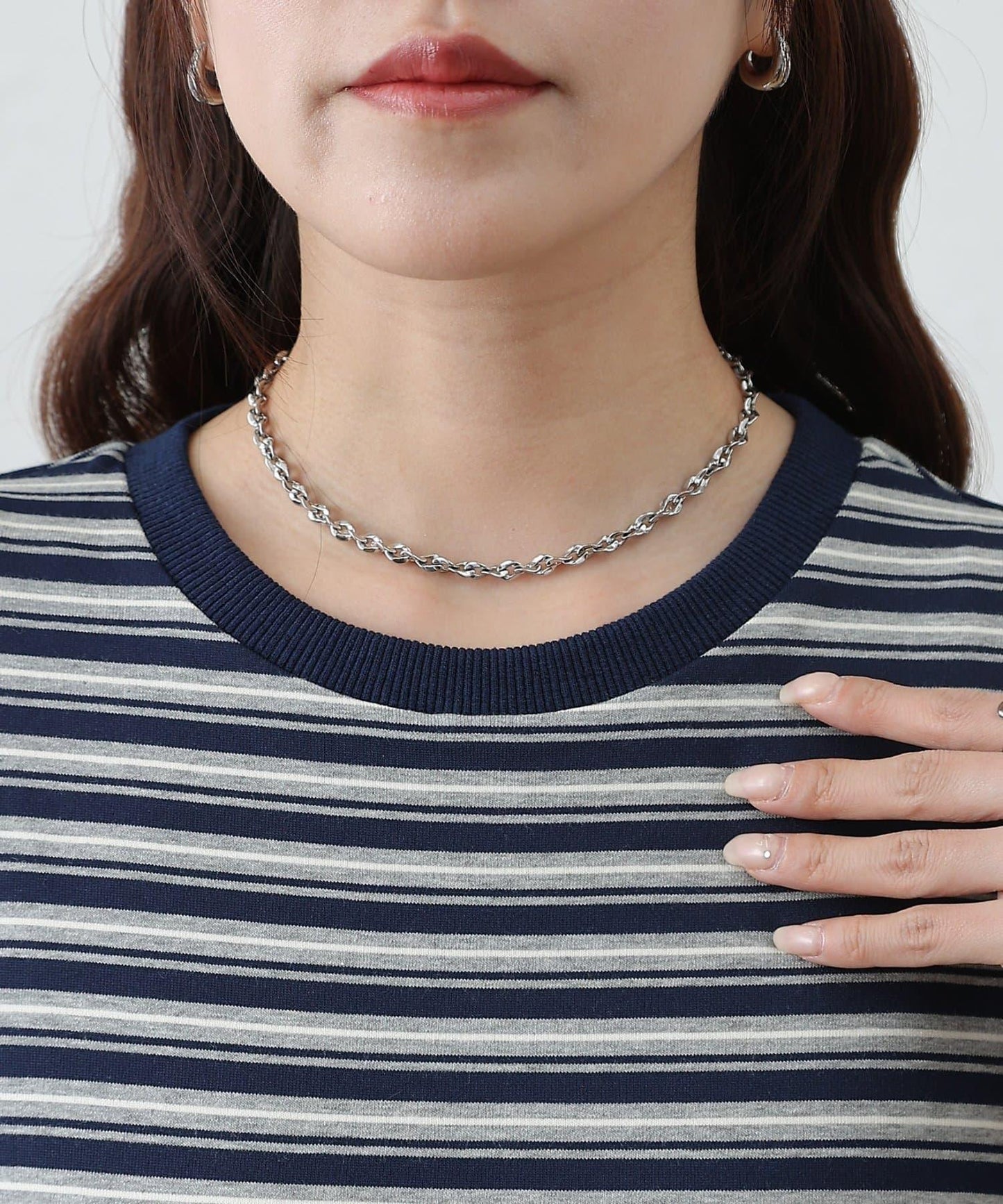 多色條紋短款T恤