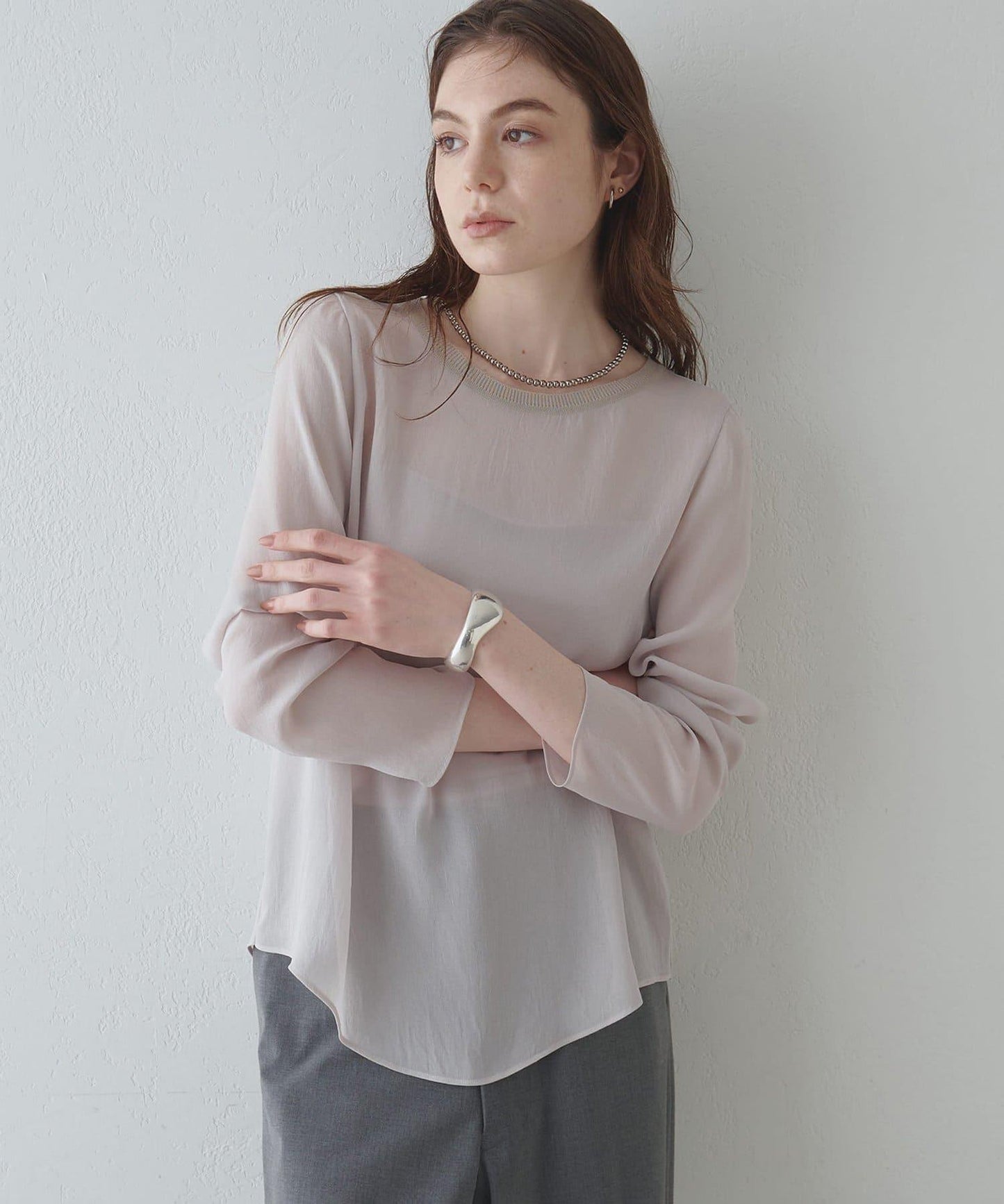 Drawing Numbers 三醋酸混紡透紗襯衫