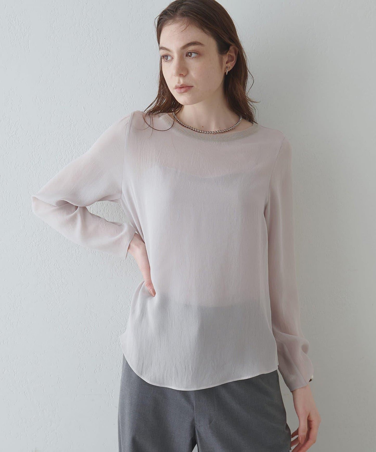 Drawing Numbers 三醋酸混紡透紗襯衫