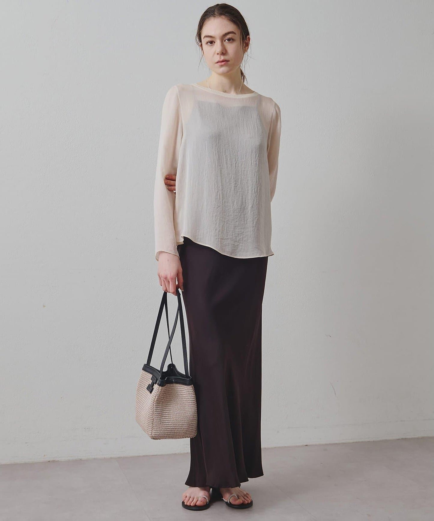 Drawing Numbers 三醋酸混紡透紗襯衫