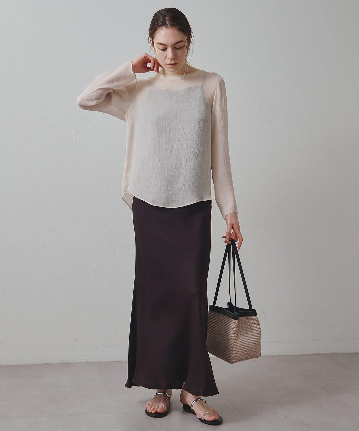 Drawing Numbers 三醋酸混紡透紗襯衫