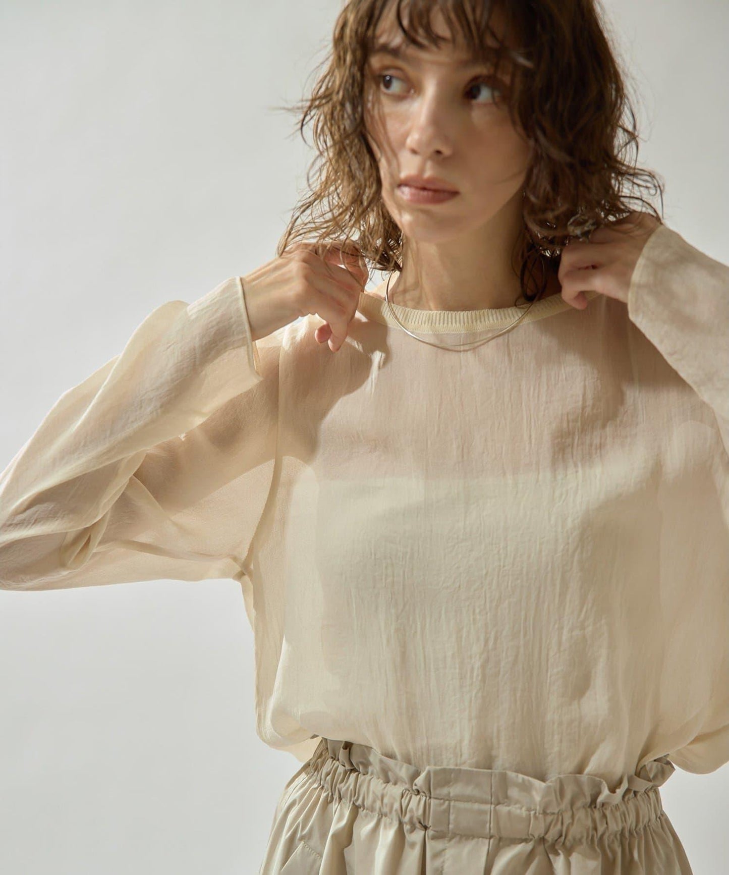 Drawing Numbers 三醋酸混紡透紗襯衫