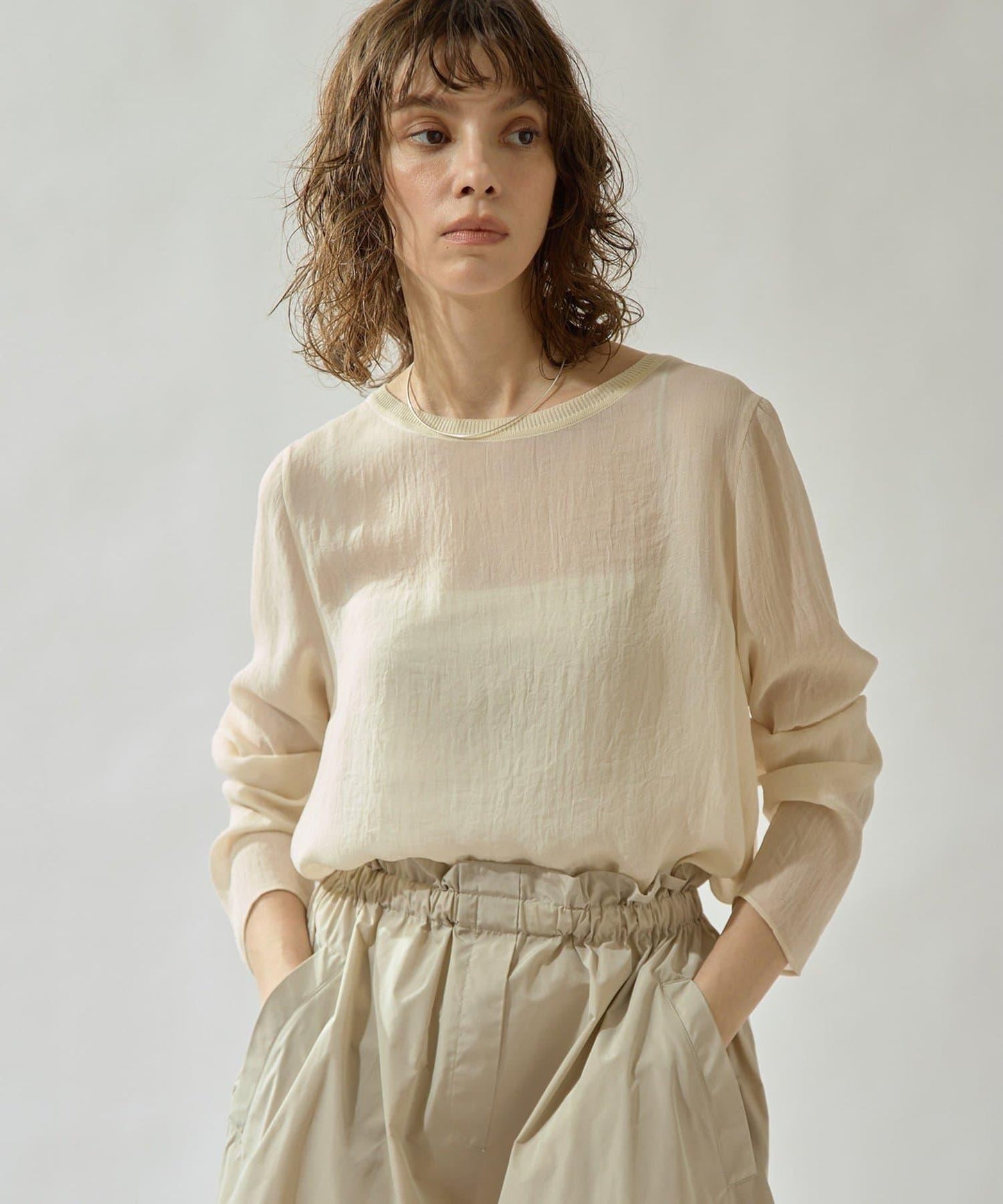 Drawing Numbers 三醋酸混紡透紗襯衫