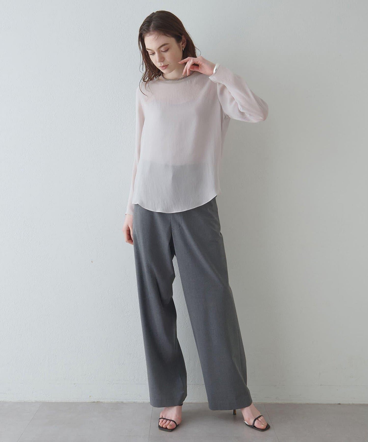 Drawing Numbers 三醋酸混紡透紗襯衫