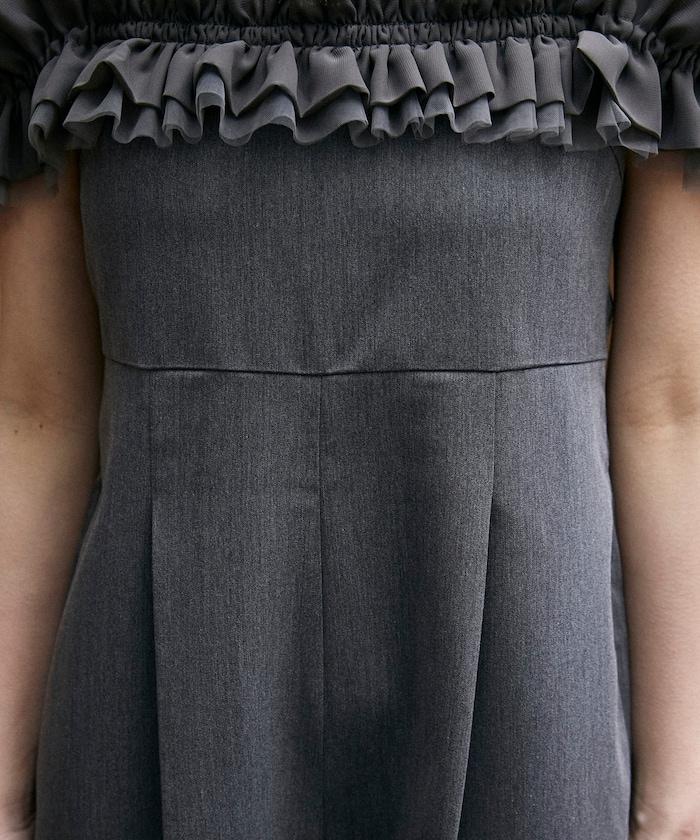 2WAY薄紗肩帶連體褲