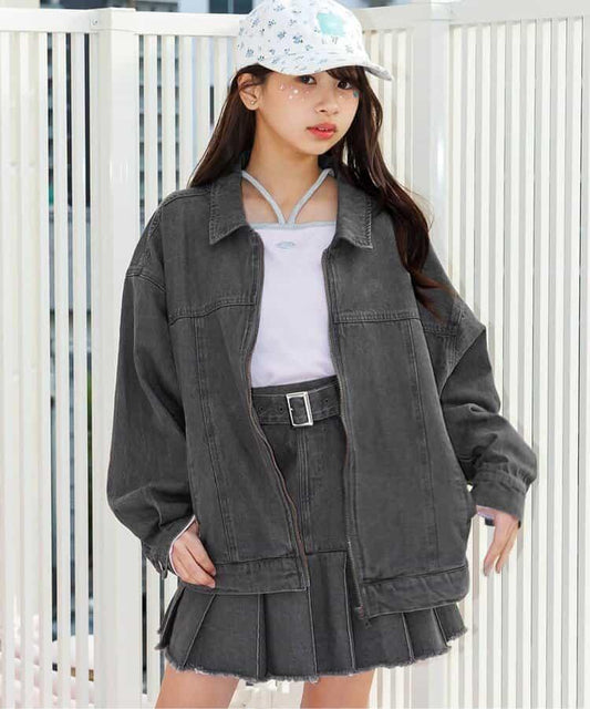 拉鍊設計 牛仔 夾克