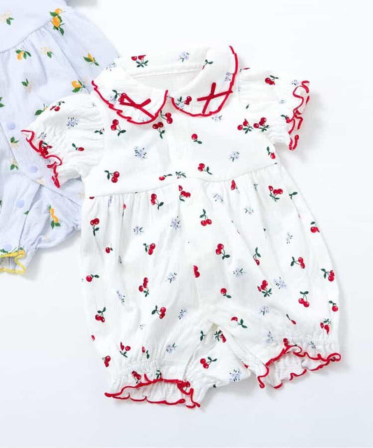 領口荷葉邊水果圖案連體衣