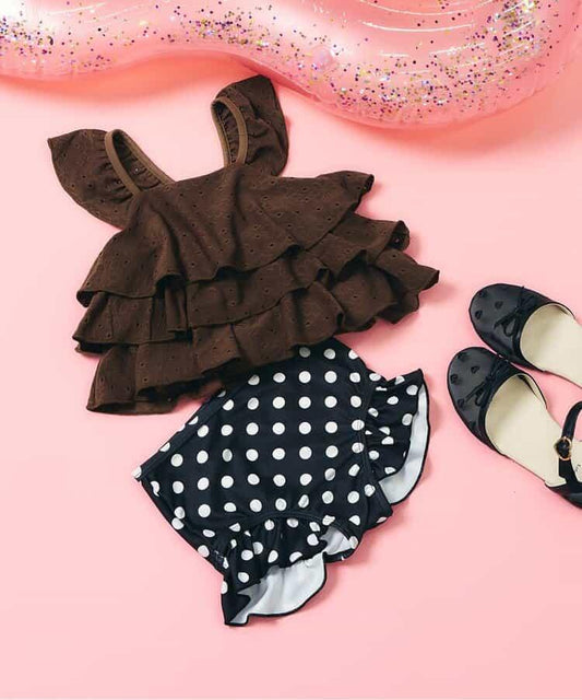 層疊蕾絲設計分體泳衣