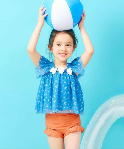 雛菊愛心網紗 分體泳衣