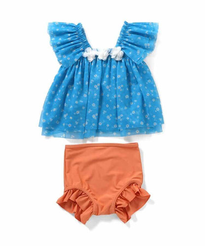 雛菊愛心網紗 分體泳衣