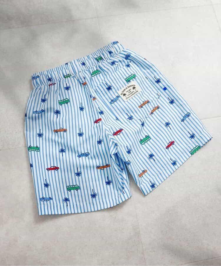 冰感熱帶條紋圖案沙灘泳褲