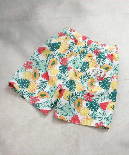 冰感熱帶條紋圖案沙灘泳褲