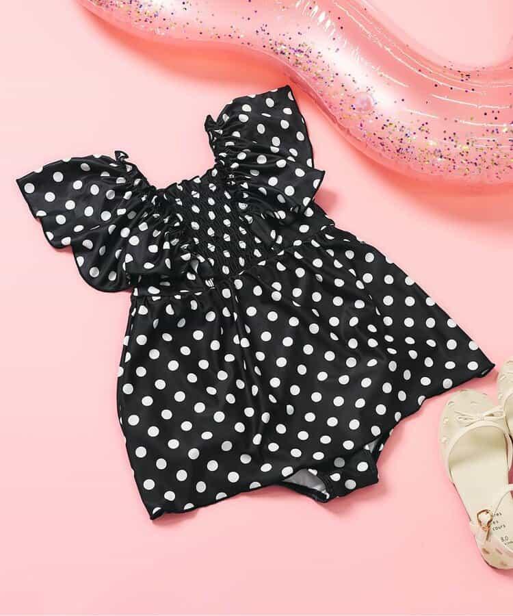 抽褶荷葉邊連體泳衣（款）