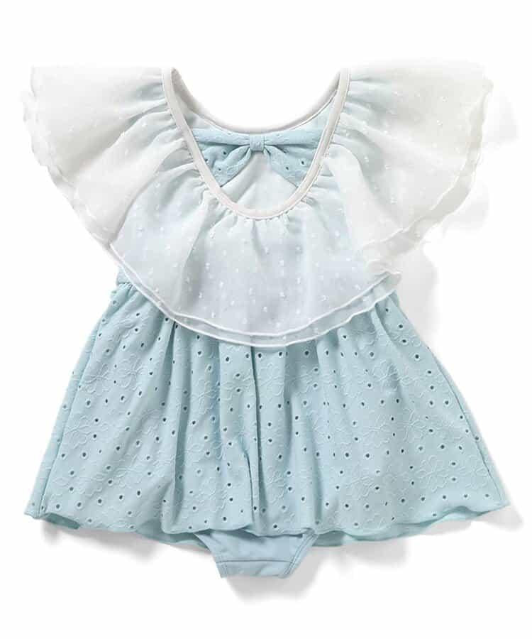 蕾絲花卉透紗荷葉邊連體泳衣（款）