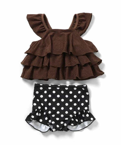 層疊蕾絲設計分體泳衣