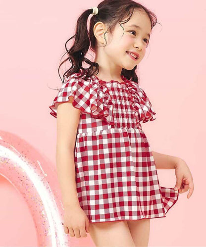 抽褶荷葉邊連體泳衣（款）