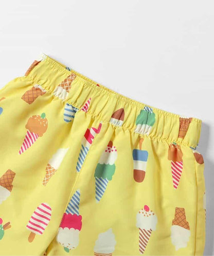 冰感熱帶條紋圖案沙灘泳褲