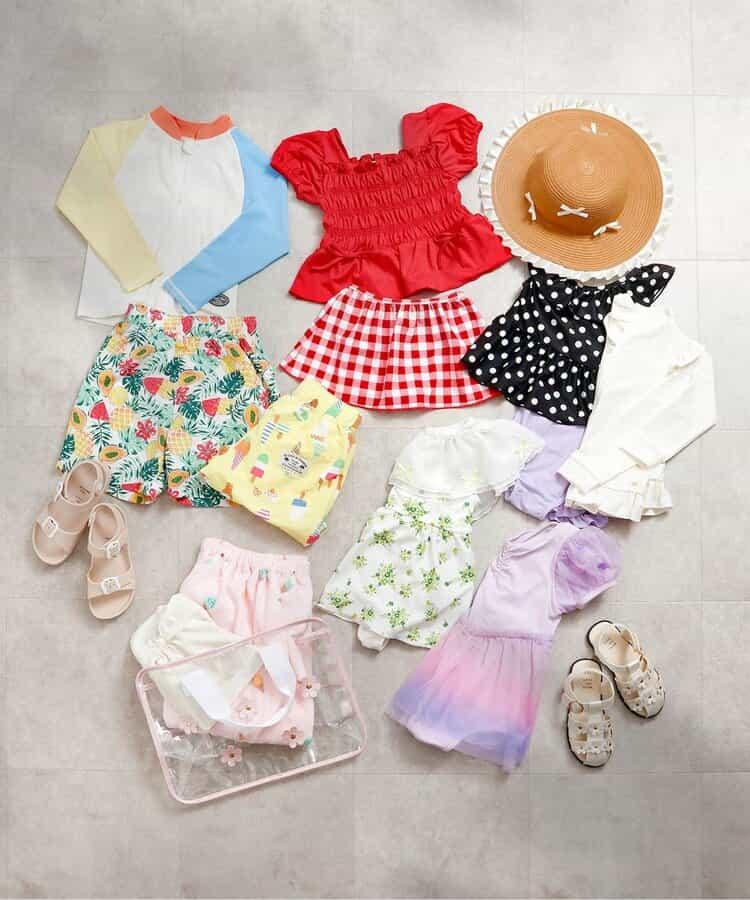 格紋熱帶花卉抽褶分體式泳裝