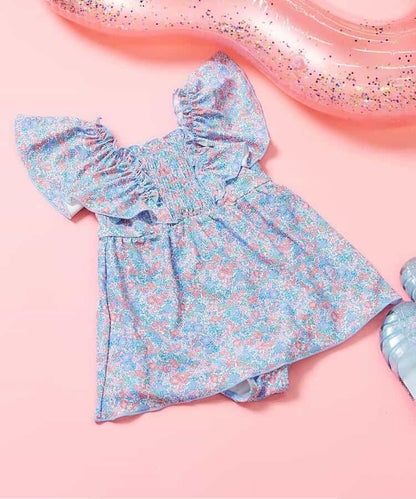 抽褶荷葉邊連體泳衣（款）