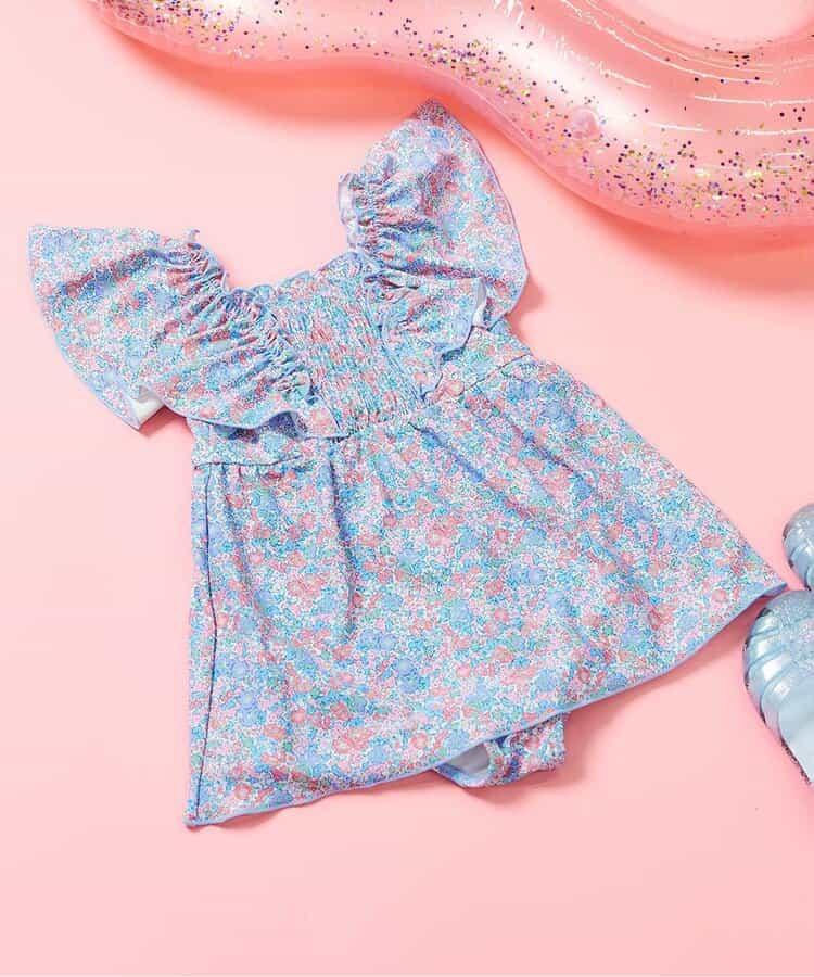 抽褶荷葉邊連體泳衣（款）