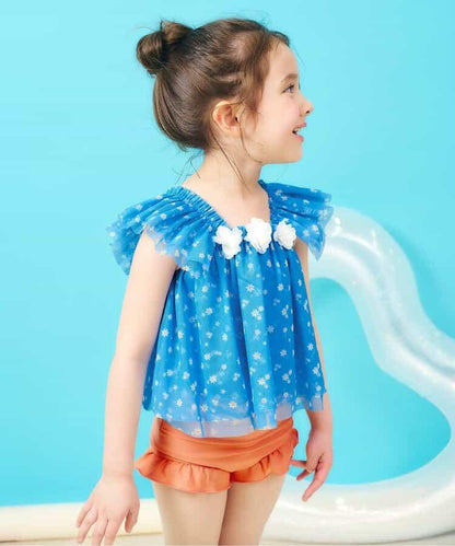 雛菊愛心網紗 分體泳衣