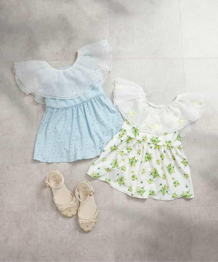 蕾絲花卉透紗荷葉邊連體泳衣（款）