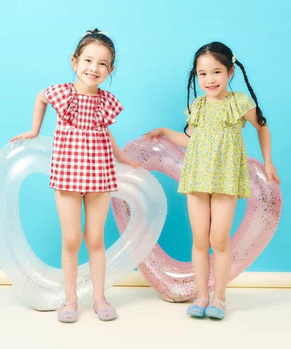 抽褶荷葉邊連體泳衣（款）