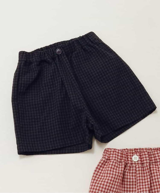 格紋 打褶 五分褲