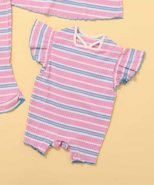 荷葉邊羅紋褶飾連體衣